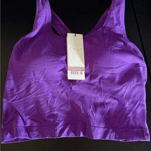 Calia Purple Ribbed Sports Bra